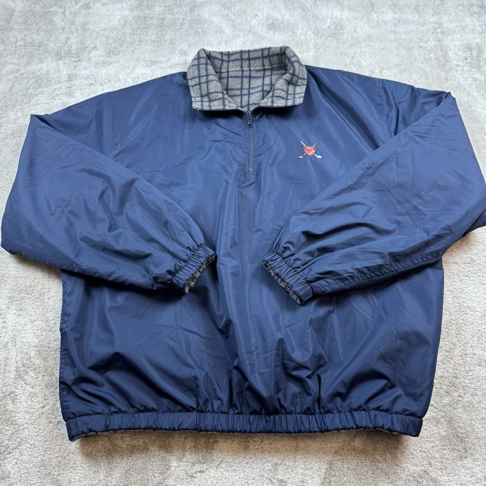 VTG Polo golf Ralph Lauren reversible windbreaker 1/4 zip jacket men’s XXL blue